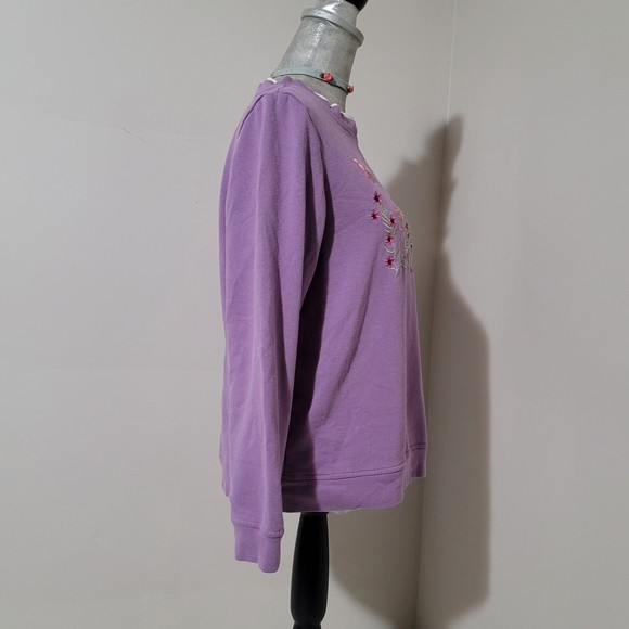 M Vintage Adrian Delafield Sweater Butterfly Floral Pastel Purple 90s - Picture 3 of 10